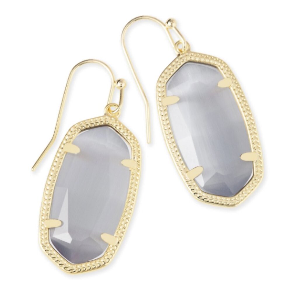 Kendra Scott Dani Gold Earrings In Slate Cat's Eye